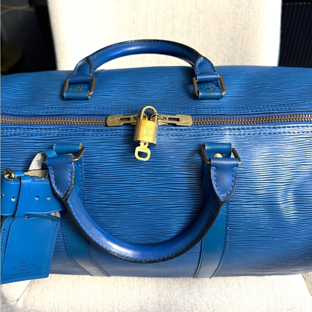 Louis Vuitton authentic Keepall 50 travel bag blue Epi leather unisex - Picture 6 of 16